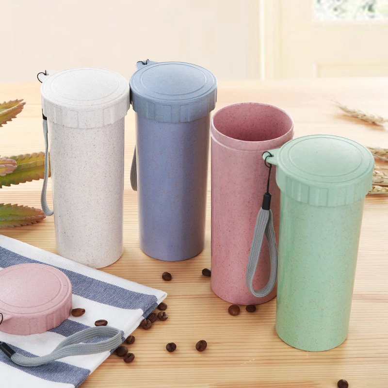 

Unbreakable Anti-wear Health Wheat Stalk Plastic Cup 450mL Portable Water Cup For Travel Yoga Running Camping Free Shipping