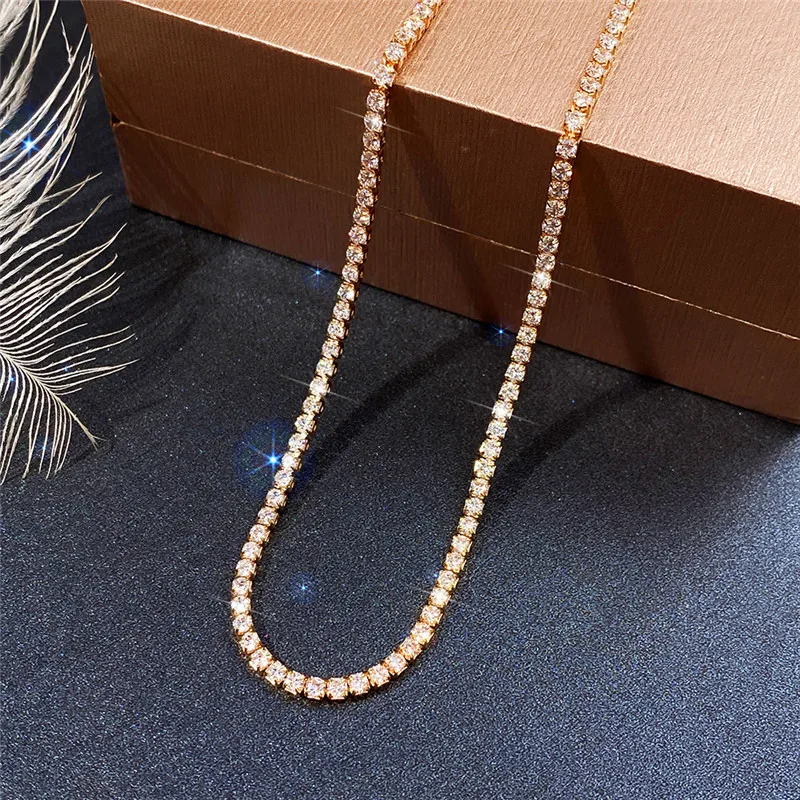 

Ne'w Simple Stylish Chain Necklace Women Full Paved CZ Shiny Girls Choker Necklace Fancy Gift Versatile Design Fashion Jewelry