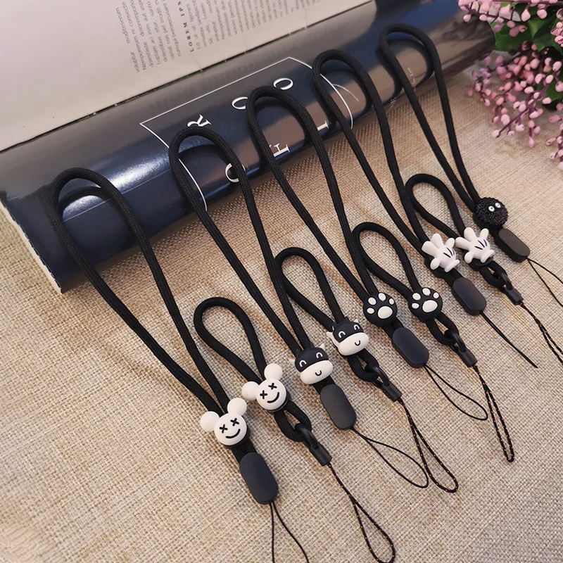 

Mobile phone camera lanyard key key wristband hand lanyard black cat claw mobile phone lanyard black rope simple lanyard