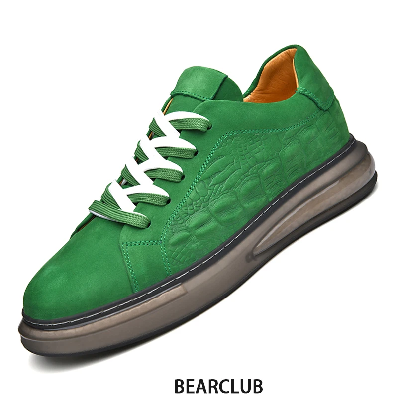 BEARCLUB Genuine Leather Outdoor Sneakers Luxury Brand Men Sneakers Breathable Comfortable Platform Shoes Walking Shoes New 2022