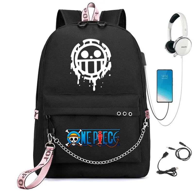 

Pirate Flag One Piece Trafalgar Law Backpacks for Men Cute Anime Backpack for Teenager Travel Bags Students Laptop School Bag