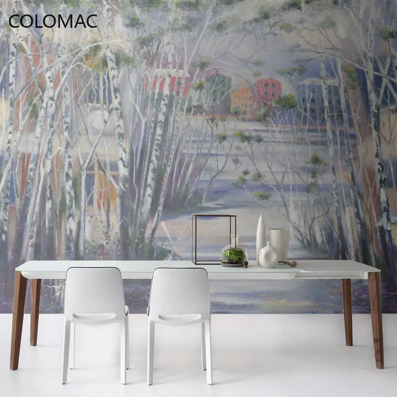 

Colomac Custom Sakura Nordic Graffiti Abstract Oil Painting Forest Mural Living Room Dining Sofa Wallpaper Dropshipping
