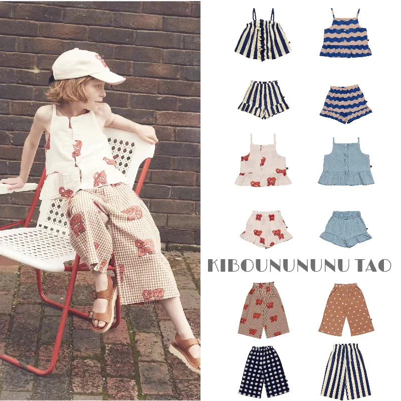 

KIBOUNUNUNU TAO 2022wyn children's camisole lace shorts suit eight points casual mosquito pants girls casual pants