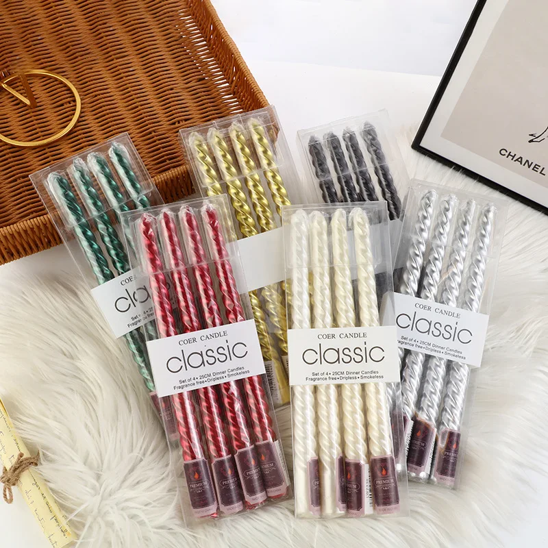 

φ2cm*L25cm Spiral Stick Candles for Emergency Scentless Household Pillar Candles for Praying Warm Home Decor Party Candles Stick