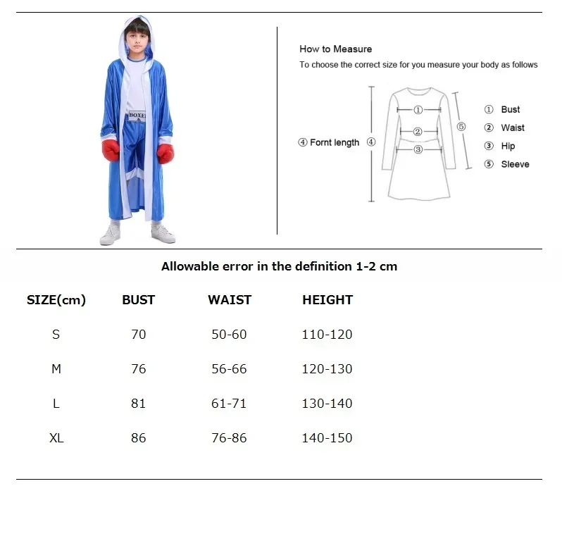 Детский синий красный костюм боксера на Хэллоуин для мальчика боксерский матч