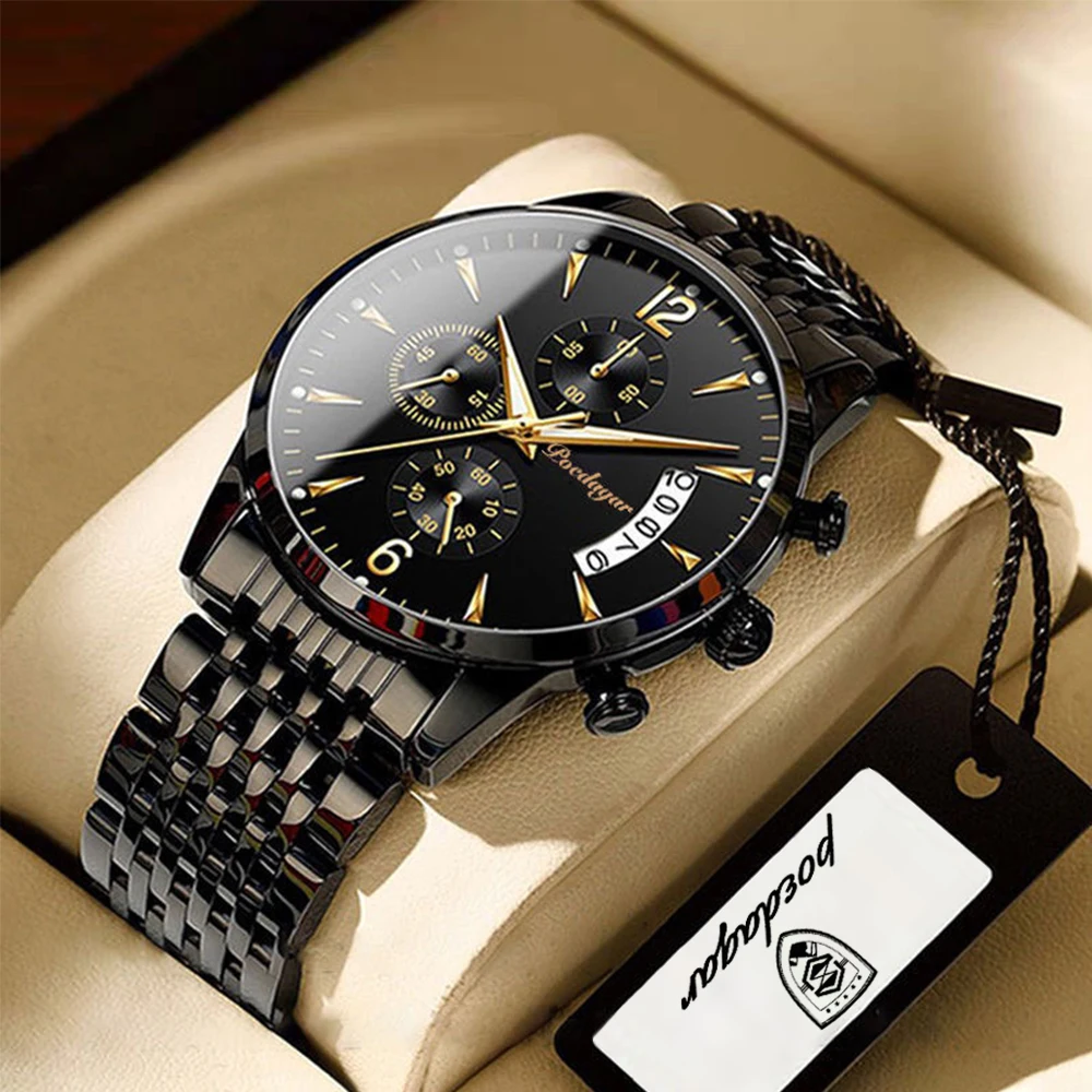 

Watch POEDAGAR New Fashion Men Watch Waterproof Luminous Date Sports Watches Luxury Quartz Man Wristwatch Luxuri Male Clock +Box