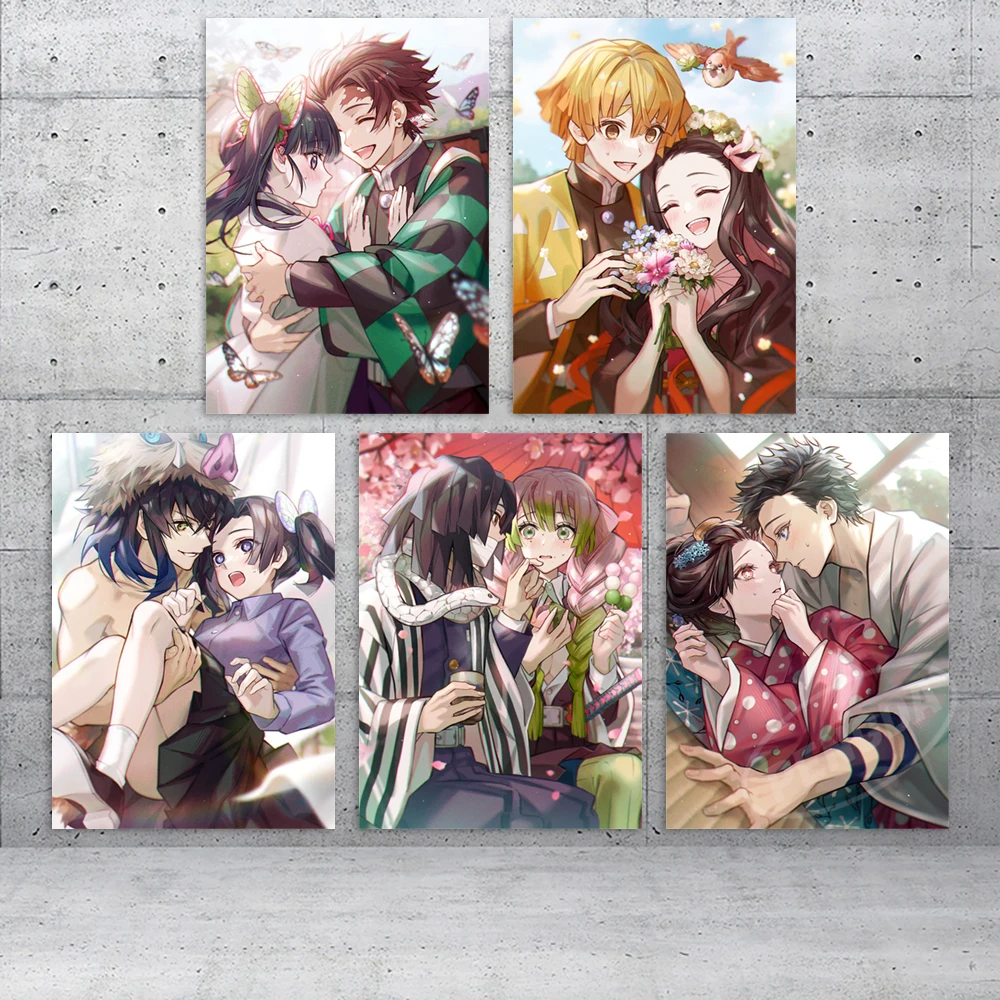 

Modular Anime Pictures Kamado Tanjirou Canvas Painting Demon Slayer Wall Art Posters Tsuyuri Kanawo Print Living Room Home Decor