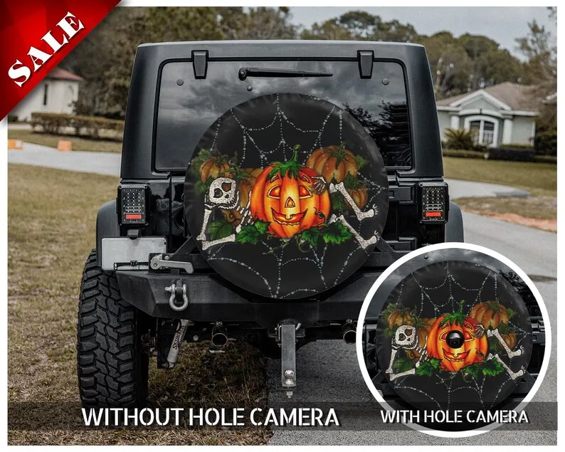 

Halloween Pumpkin Spare Tire Cover, , Spare Tire Cover For Car, Gift For Mom, Car Accessories, Spare Tire Cover, Halloween gifts