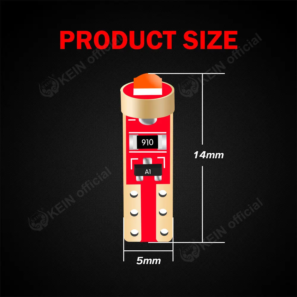 KEIN 8 шт. T5 Светодиодная Лампочка W3W без полярности приборной панели автомобиля
