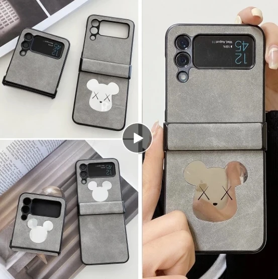 

Leather Case for Samsung Galaxy Z Flip 3 4 zflip3 zflip4 5G Anti-Scratch Protective Phone Cover Coque Samsung Z Flip 4 5G Mirror