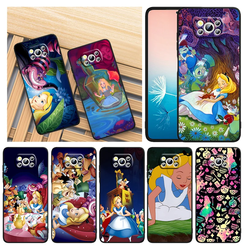 

Alice in Wonderland Disney For Xiaomi Mi Poco X4 X3 NFC F4 F3 GT M5 M5s M4 M3 Pro C40 C3 5G Black Soft TPU Capa Phone Case