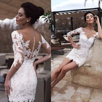 2022 simple a line short lace appliqu%c3%a9 wedding dress robe de mariee for women charming sexy shirt bridal gowns custom made