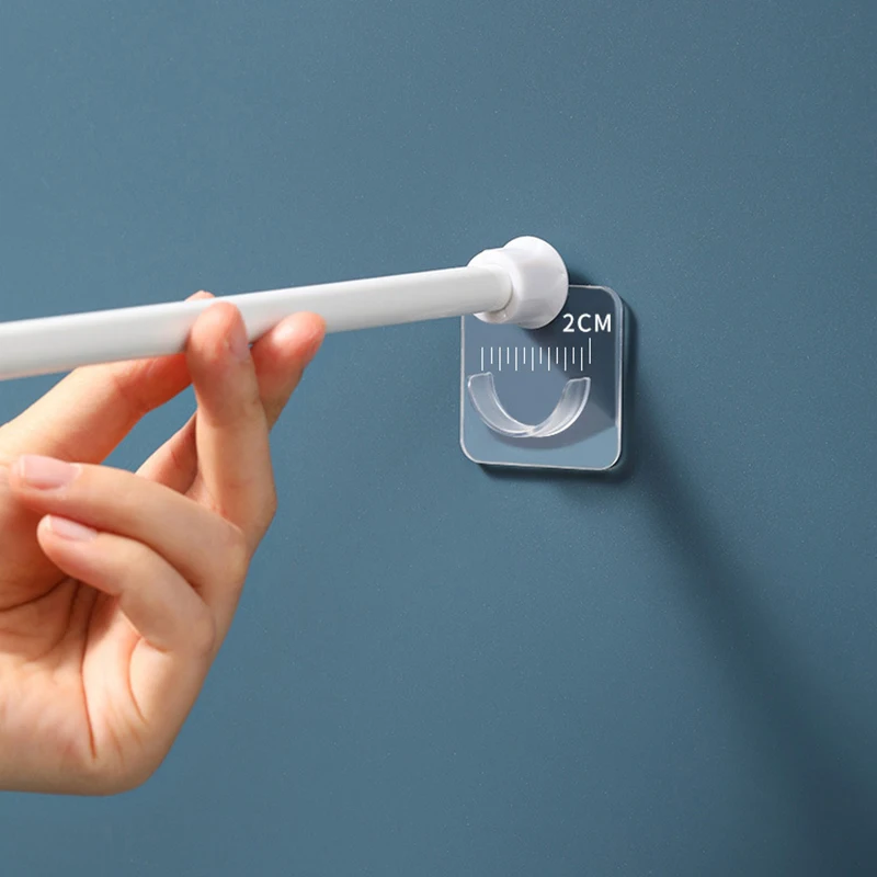 

4Pcs Strong Curtain Rod Bracket Holder Hooks For Wall Adhesive Bathroom Shower Rod Tension Retainer No Drilling Stick For Closet