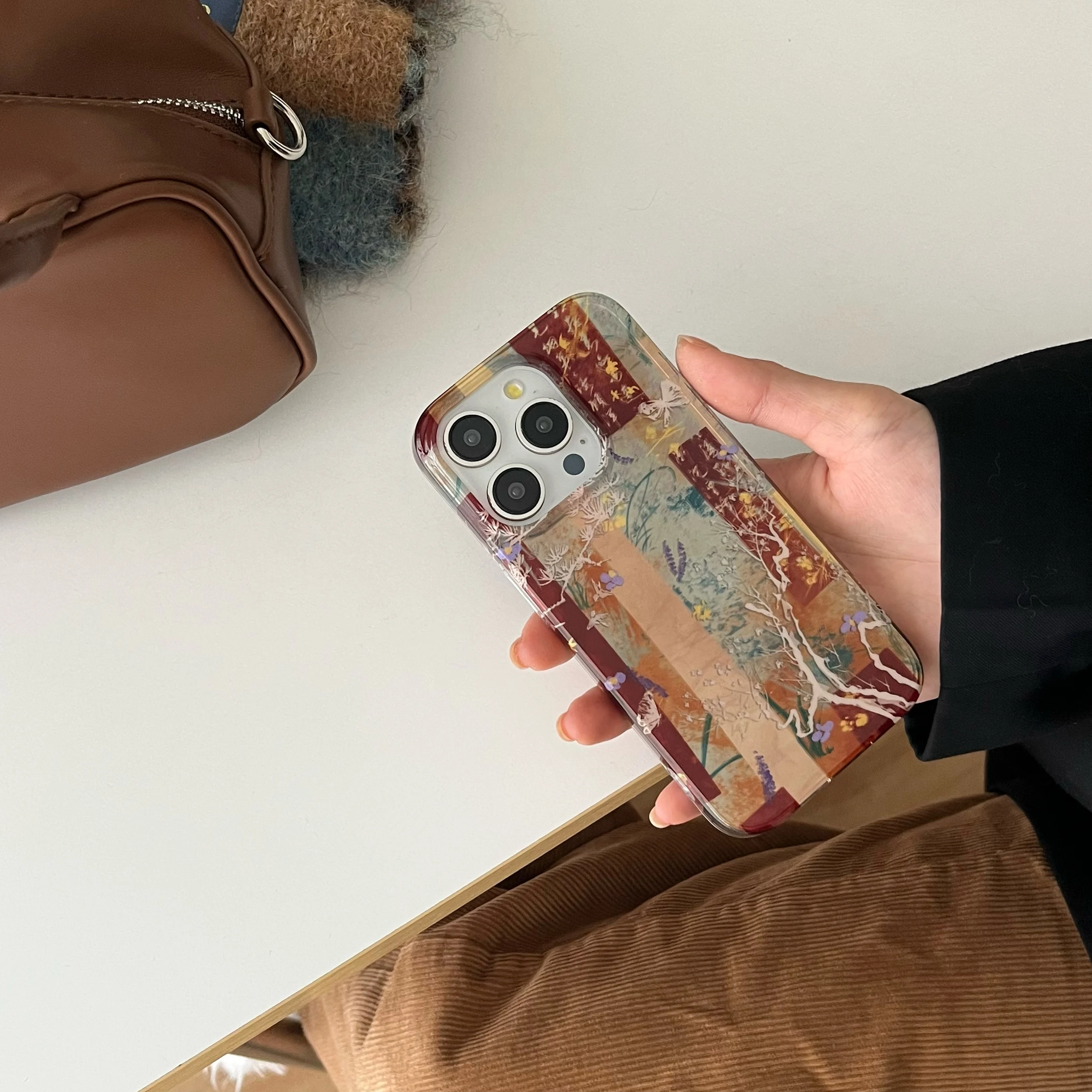Фото Чехол для телефона с коричневой тушью для iPhone 16 16pro 16promax 15 15pro 15promax 14 14pro 14promax 13 13pro 13promax, 12 IMD Новый №2