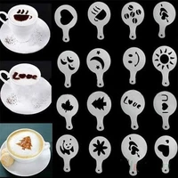 16pcs plastic pull flower mold fancy coffee printing model coffee milk foam spray template baking tools kitchen accessories