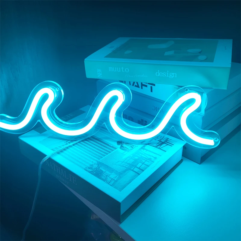 

CHUANGQI Neon Sign Custom Waves Gulf Exclusive Party LED Outdoor Acrylic Kids Room Bar Art Wall Decoration Mural Family Gift