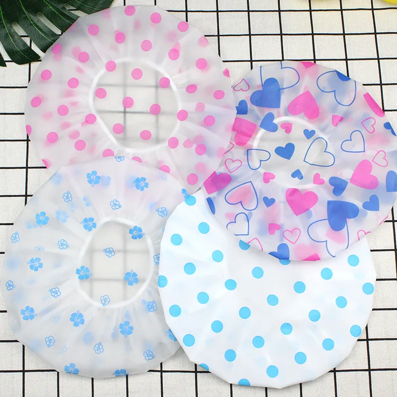 

1pc Waterproof Shower Cap Thicken Lovely Bath Hat Color Elastic Bathing Cap Bathroom Accessories Hair Bonnet