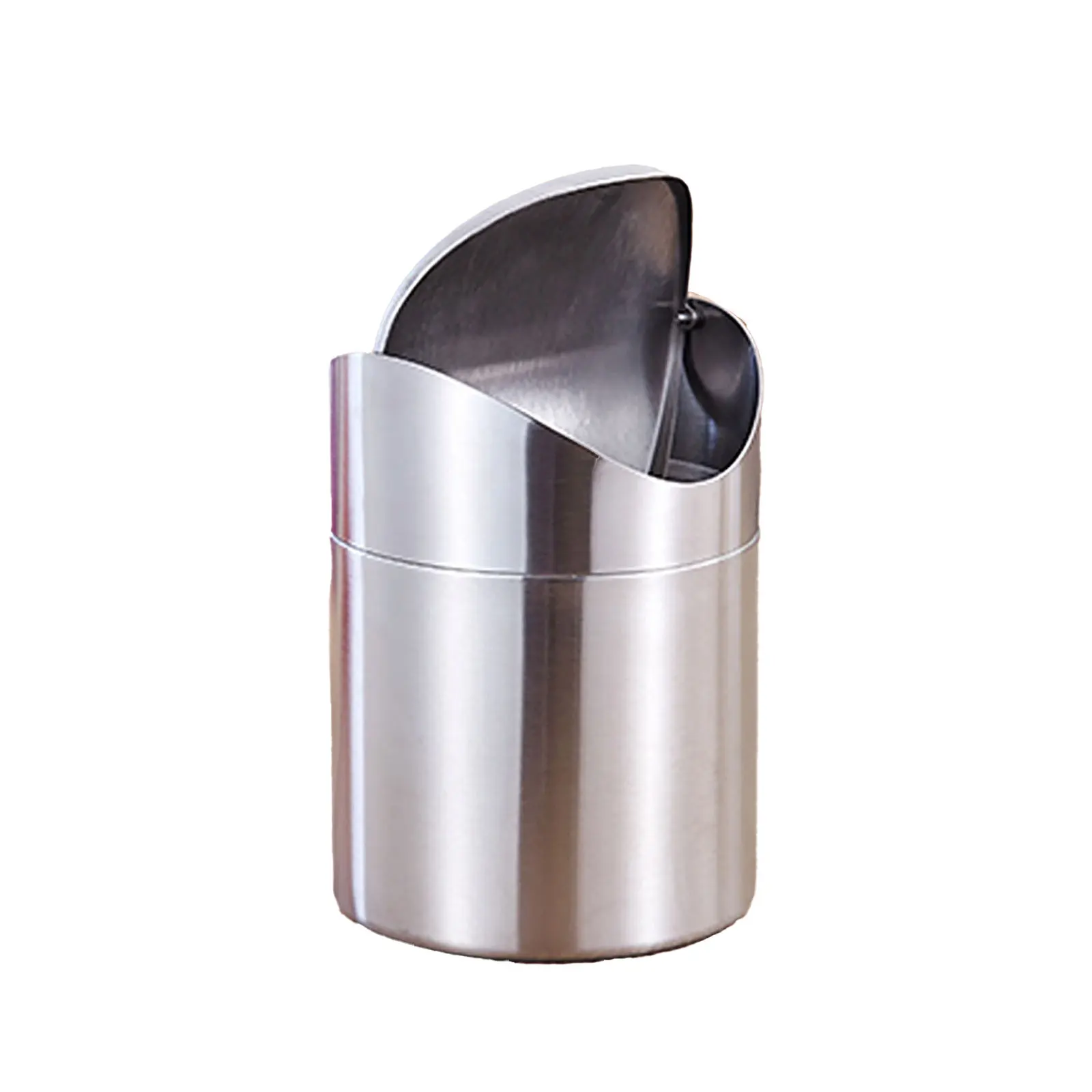 

Trash Can Stainless Steel Home Desktop Table Waste Bin Keep Your Desktop Always Clean Tidy Desktop Trash Can