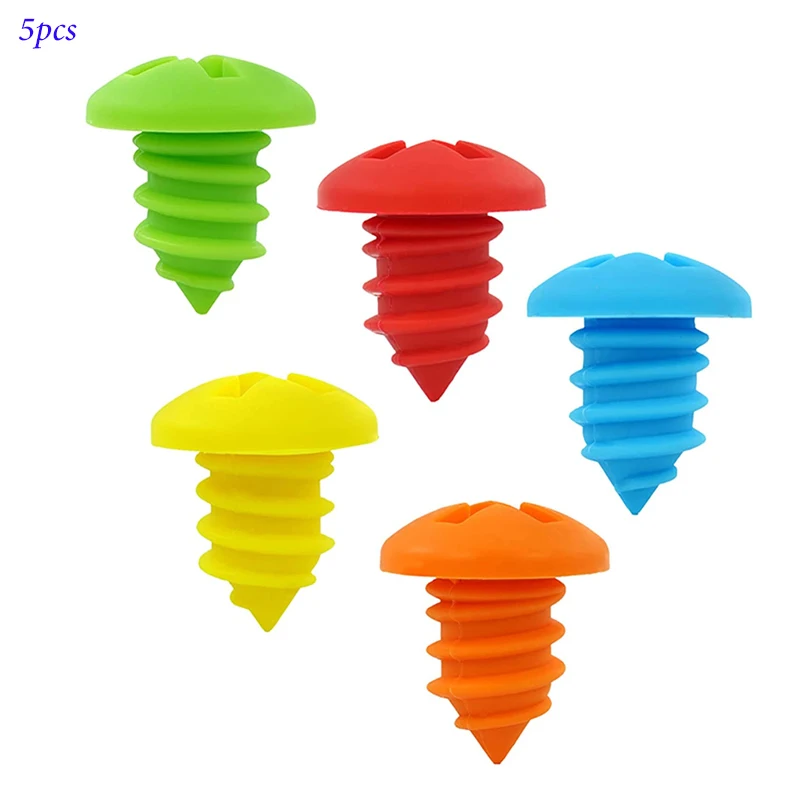 

5Pcs/ Pack Creative Screw Silicone Wine Bottle Stopper,Wine Stopper Reusable Decorative Wine Seal Stopper Cap for Wine Beverage