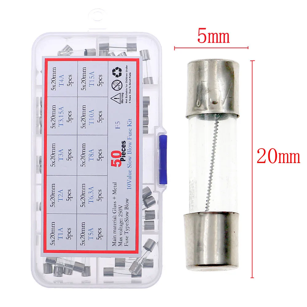 

Electronkit наборы предохранителей стеклянные медленный выдув 50 шт