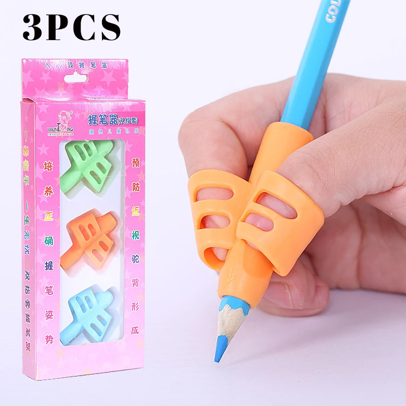 

3Pcs Stationery Children Writing Correction Device Silicone Pen Holder Students Learning Write Corrector Tool Teaching Equipment