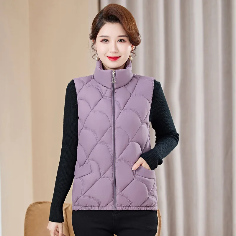 

GRELLER Women Autumn Winter Vest Outwear Casual Thicken Waistcoat Cotton Padded Stand Collar Sleeveless Jacket Coat Vest Female