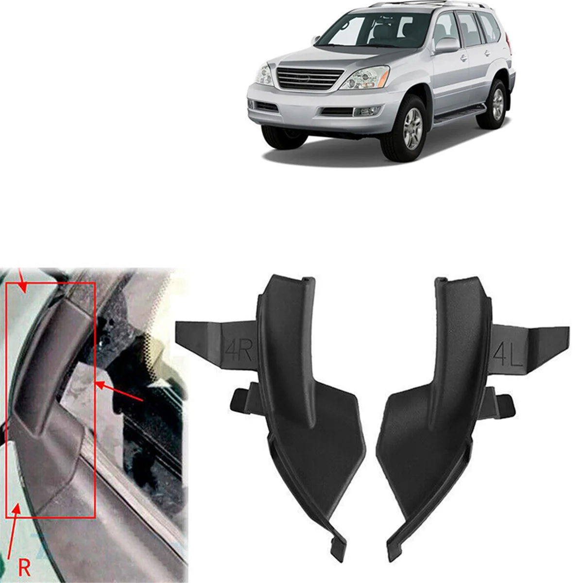 

1 пара накладок на переднее стеклоочиститель для Land Cruiser Prado LC120 FJ120 Lexus GX470 2003-2009 53867-60040 53866-60030