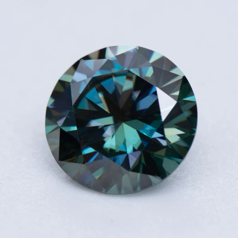 Муассанит Камень Радужный Синий Цвет Круглой Огранки Синтетический Драгоценный