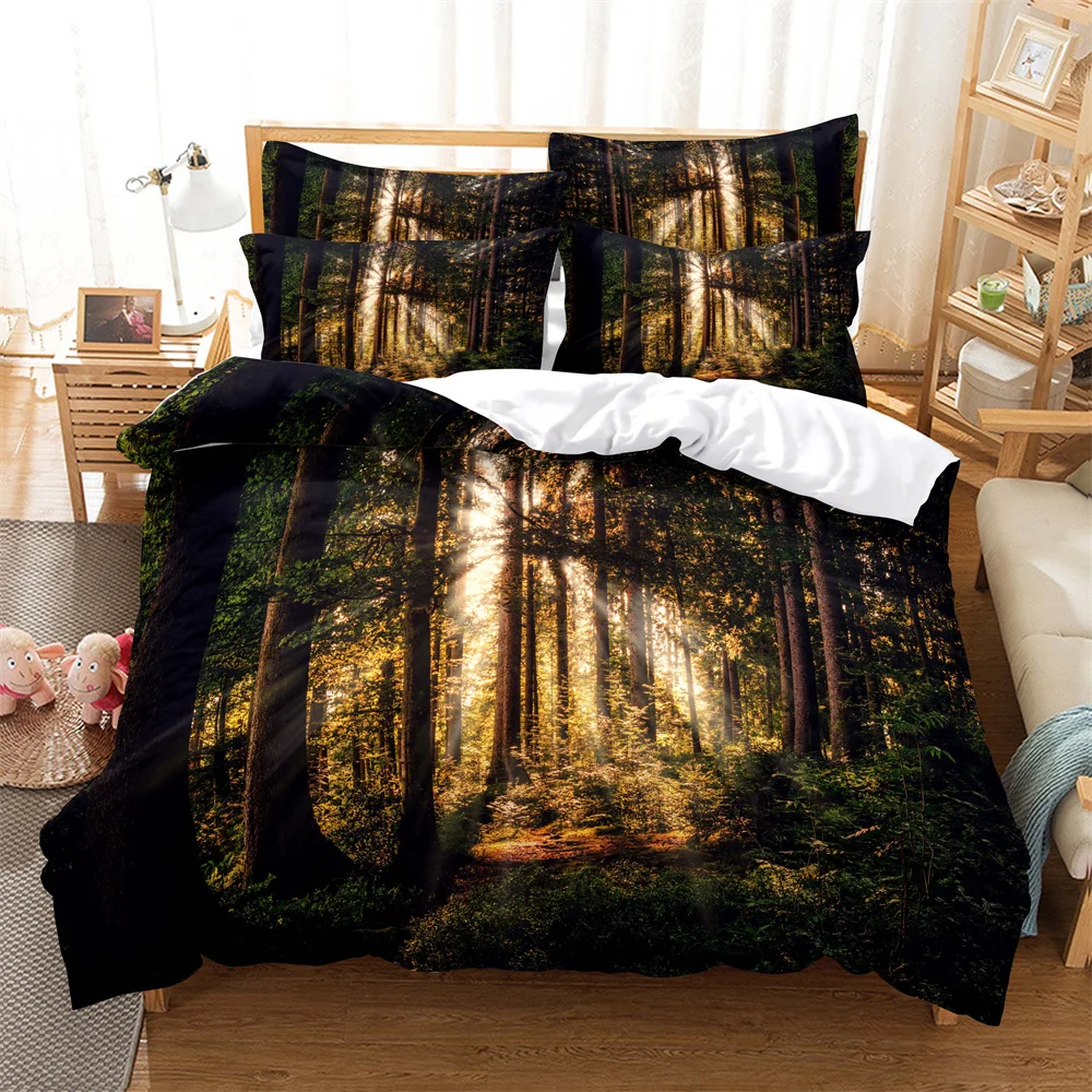 

Forest Bedding Sets 3D Digital Printing Quilt Cover Mario Pattern Bedspread Single Twin Full Queen King Size Bedding