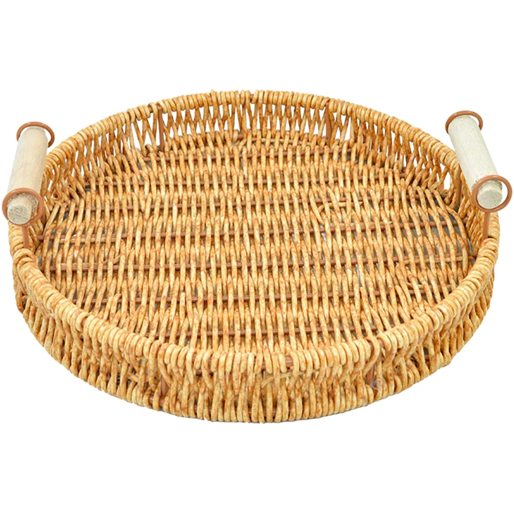 

Basket Storage Woven Fruit Rattan Tray Serving Bread Baskets Box Vanity Wicker Organizer Cake Countertop Toilet Centerpiece