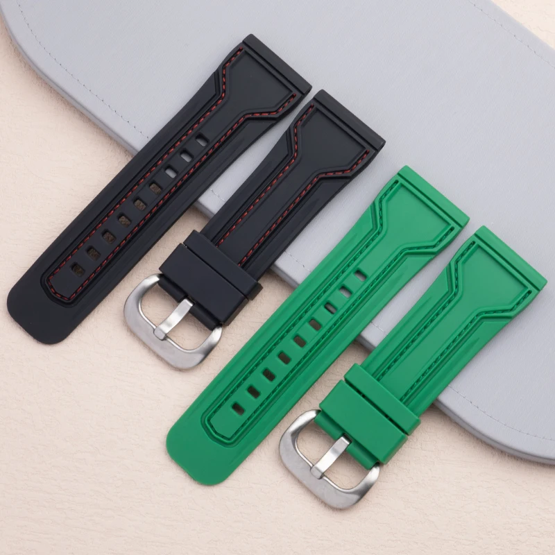 

28mm Waterproof Sweat Proof Soft Silicone Rubber Watchband For Seven Strap ForFriday P1 P2 S2 M2 02 M3 Q2 03 Flat End Strap