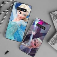 frozen elsa phone case tempered glass for samsung s20 ultra s7 s8 s9 s10 note 8 9 10 pro plus cover