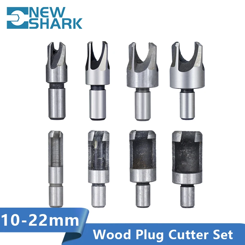 

Newshark 4/8pcs Set Wood Plug Cutting Tool Drill Bit Straight and Tapered Taper 5/8" 1/2" 3/8" 1/4" Woodworking Cork Drill Bits