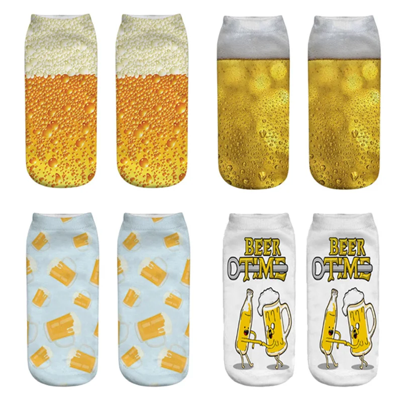 

Мужские короткие носки забавное пиво из пенопласта в стиле Харадзюку, новинка, милые повседневные сумасшедшие мужские носки с объемным рис...