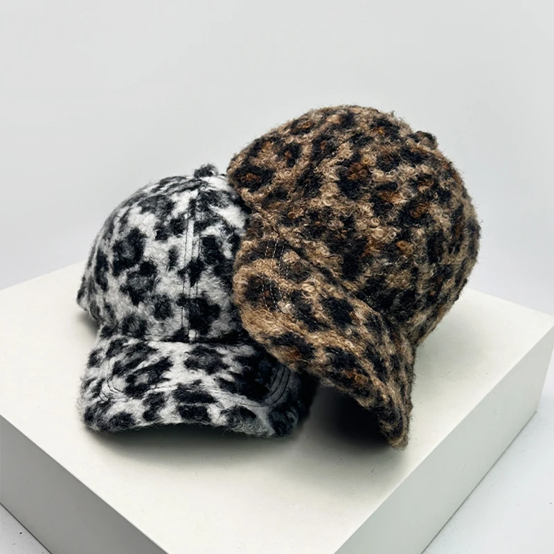 Осень и зима новые бейсболки унисекс в клетку с леопардовым принтом