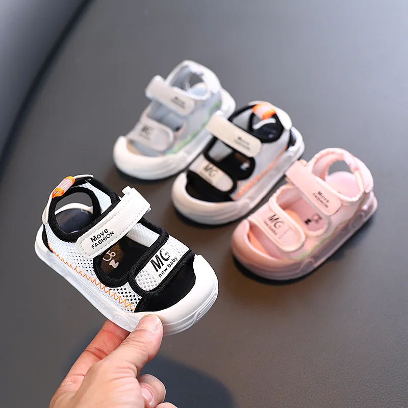 12cm-14cm Baby Boy Sandals Black Gray Pink Canvas Infant Girl Toddler Summer Walking Shoes Newborn Sneaker Beach