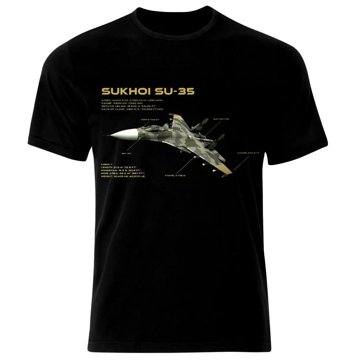 

Sukhoi Su-35 Air Fighter Aircraft Jet Luftkampf Flugzeug Blueprint T-Shirt Men's 100% Cotton Casual T-shirts Loose Top New