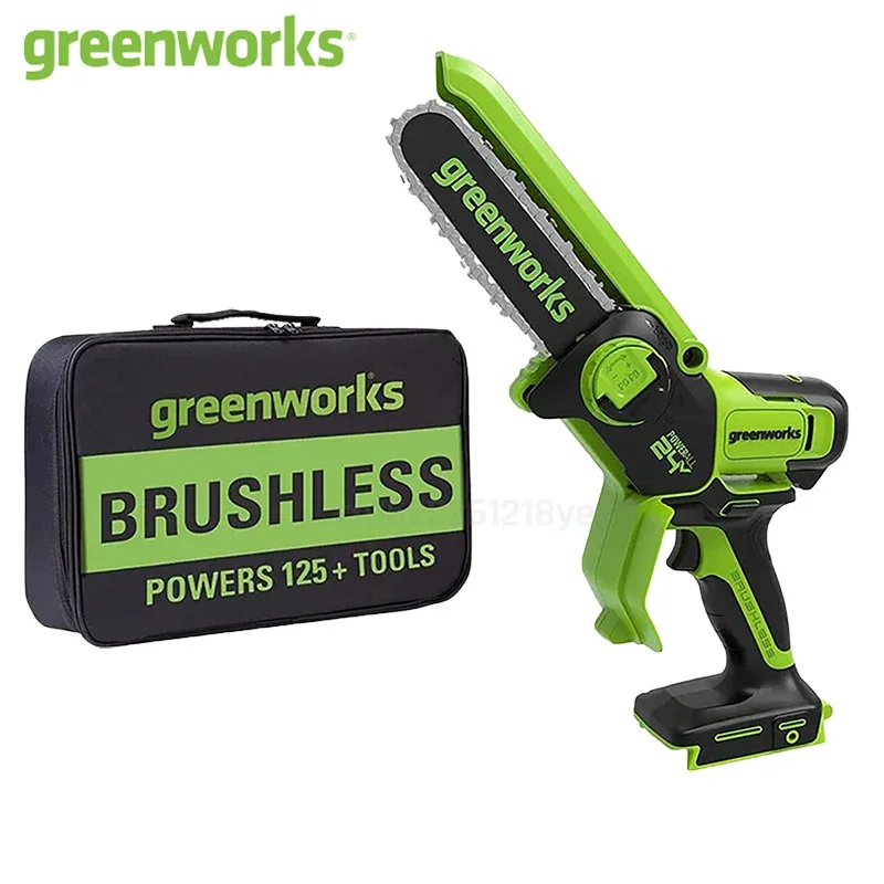 Фото Бензопила Greenworks Mini 24V Обрезная пила 6 дюймов TruBrushless ™   с сумкой для инструментов отлично подходит для штормовой очистки, обрезки и кемпинга. Только для инструментов №1