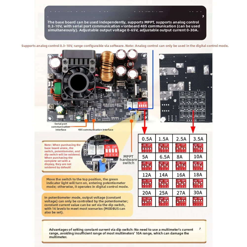 Регулируемый источник питания постоянного тока CNC XY6530S 2000W, 0-65В 0-30А, понижающий модуль с MPPT-трекингом солнечных батарей и портом RS485 (art.: 3920dc41ea1cd) - 3920dc41ea1cd