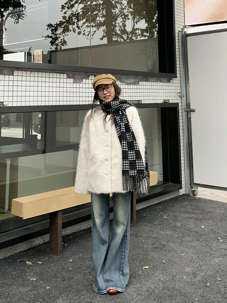 Женские расклешенные джинсы с поясом REDDACHiC винтажные стираемые широкие брюки