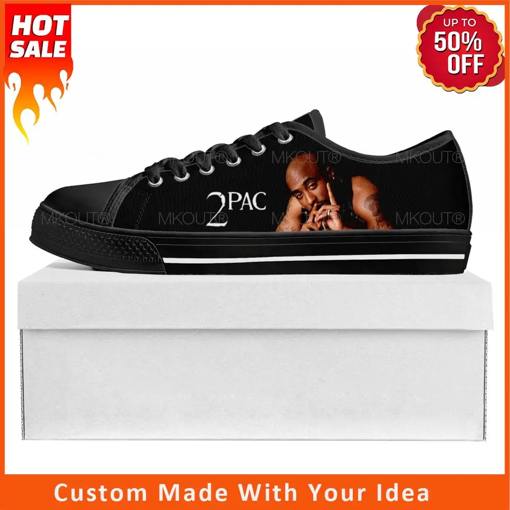 

Кроссовки мужские/женские парусиновые, низкие кеды в стиле хип-хоп, унисекс, обувь для пар, под заказ, Tupac Pop, черные
