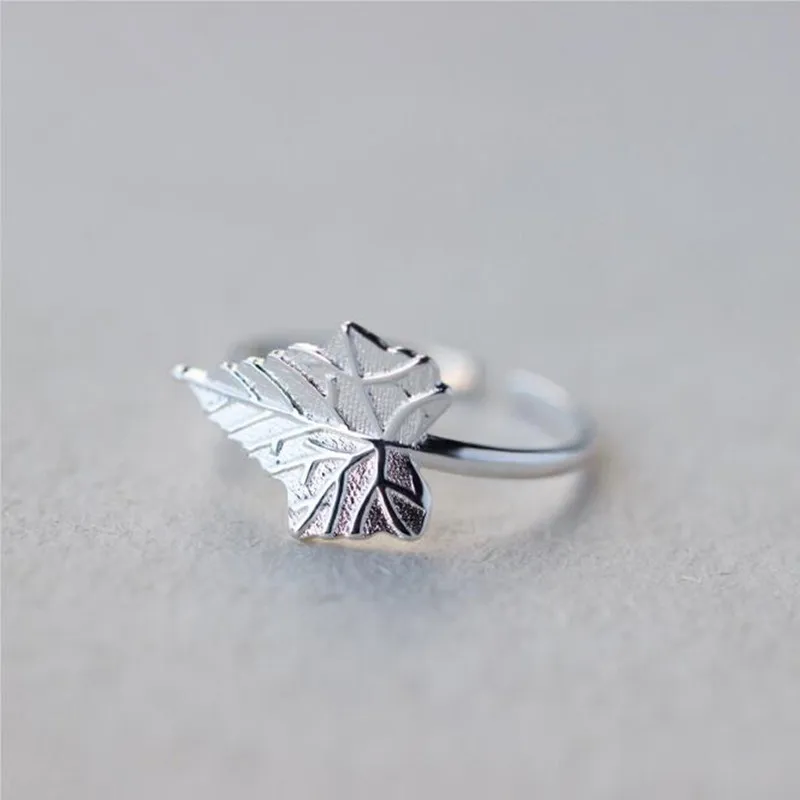 

2022 Trendy New Silver Color Maple Leaf Open Rings For Women Mori Girls Accessories Fashion Jewelry Gifts Free Shipping Items