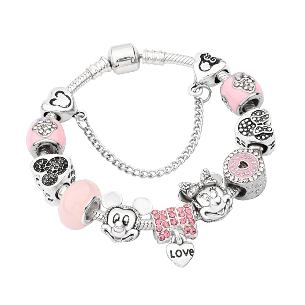 Ensemble de bracelets de perles de verre Minnie TurePink pour femmes, argent 925, lumière douce et romantique, bijoux de luxe, cadeaux d'anniversaire 2