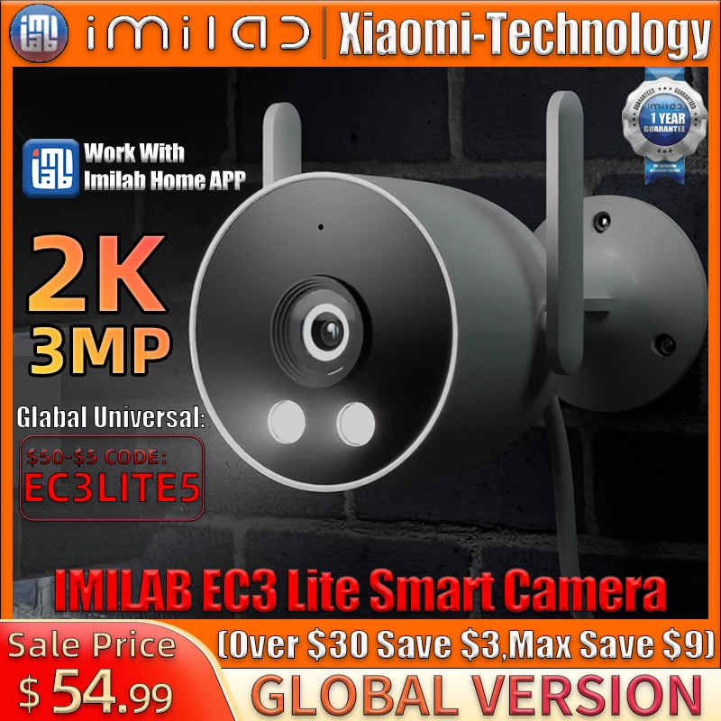 

IMILAB EC3 Lite Camera Smart Siren Security Outdoor 2K Wifi IP Video Surveillance Color Night Vision CCTV IP66 Waterprrof Webcam