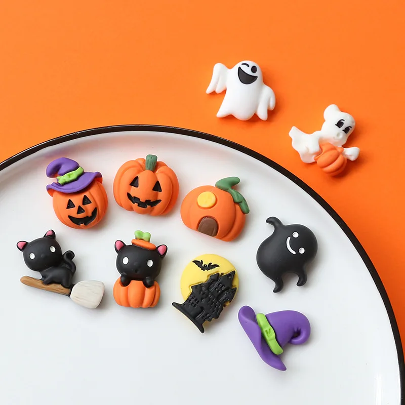 

Halloween series pumpkin witch hat ghost resin patch diy handmade jewelry hair accessories mobile phone shell accessories