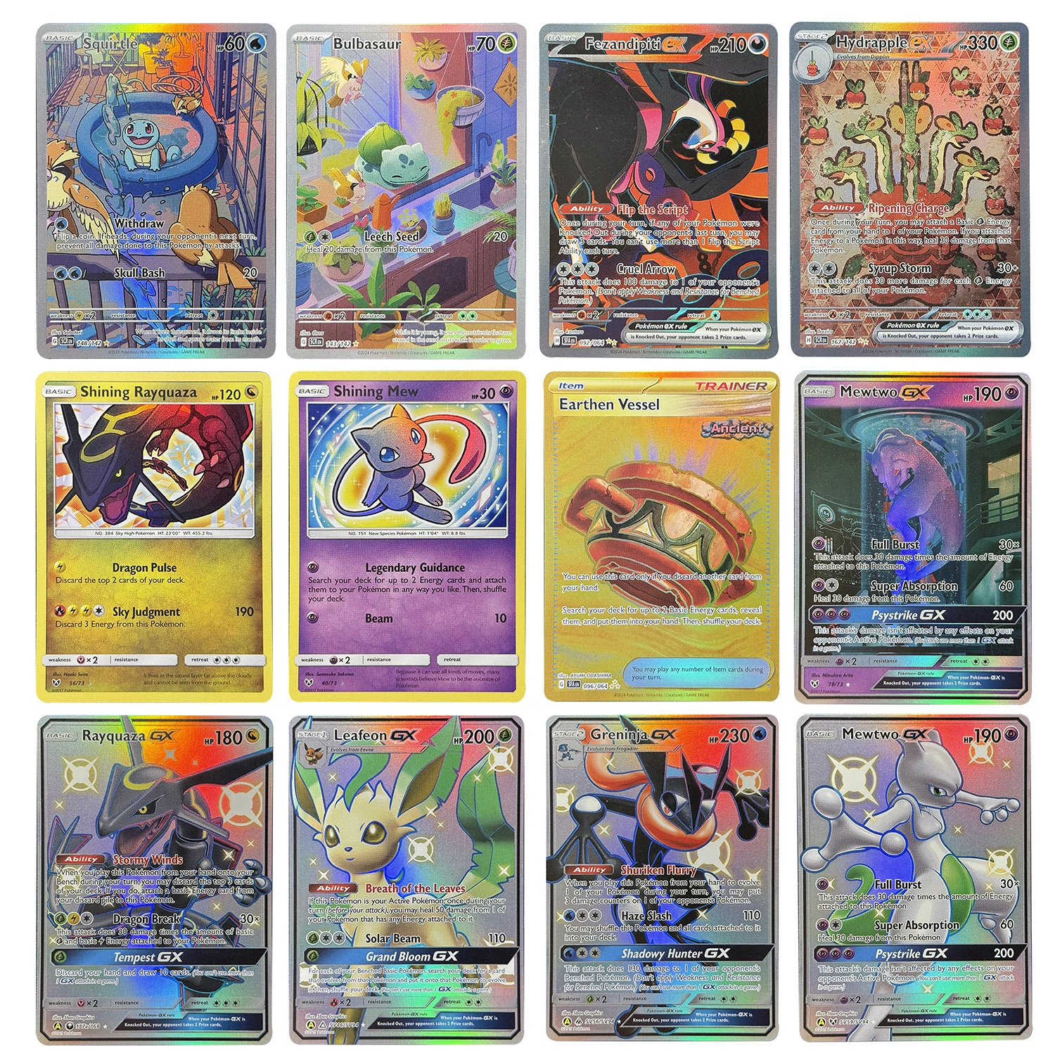 Фото Прокси-карты PTCG Bulbasaur Squirtle Shining Mew Rayquaza Dialga Hydrapple Espeon Mewtwo-GX Rayquaza Umbreon SUM TCG DIY Card №1