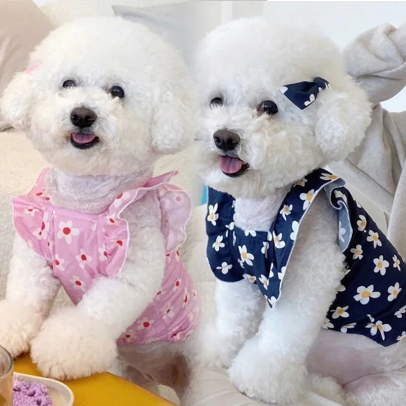 

Small Floral Camisole Summer Thin Dog Clothes Puppy Yorkshire Chihuahua Bichon Pet Cat Dog Vest Skirt Small Dog Clothing