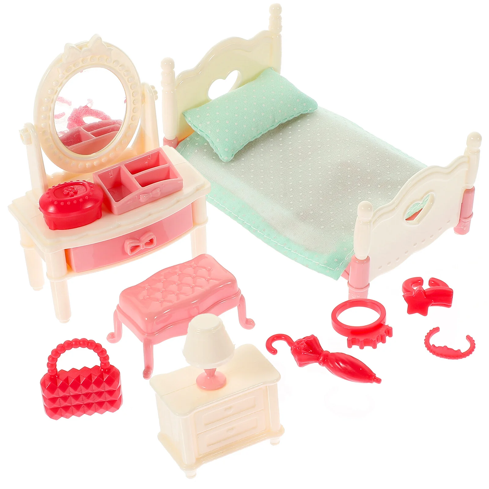 

Furniture Set Mini House Adornment Dolls Bedroom Miniature Decor Pretend Play Toys Small Model Crafts Kit