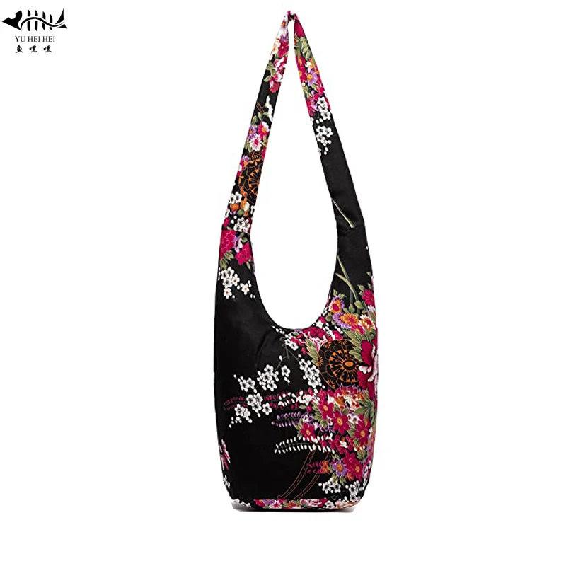 

Vintage Spring Flowers Bohemian Travel Bag Women Shoulder Bags Large Women's Handbags Books Bucket Bag Fringe Pure Handmade