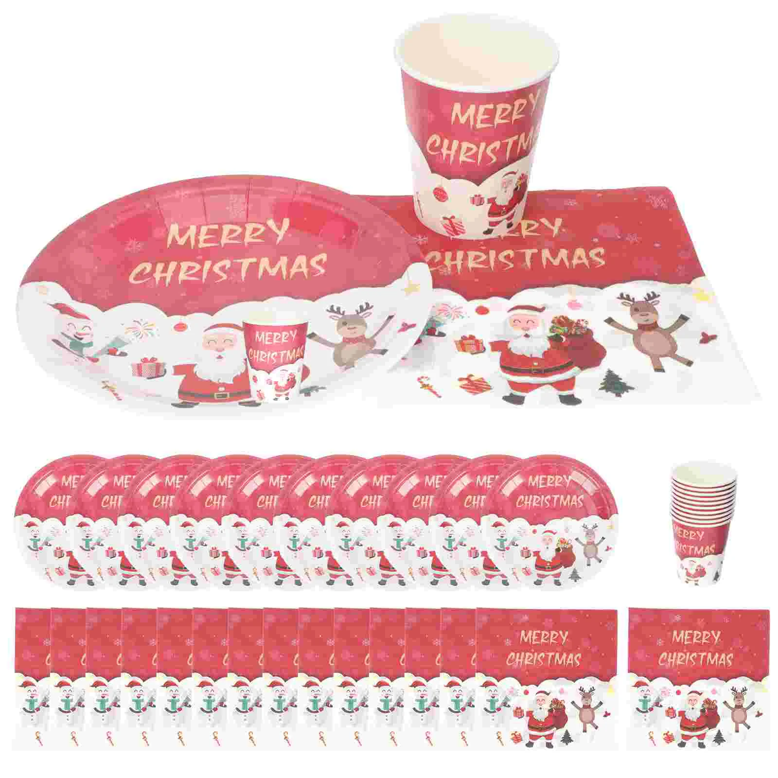 

Christmaspartydinnerware Set Napkins Funny Decorations Xmas Mugs Tree Dessert Serviette Paper Cups Beverage